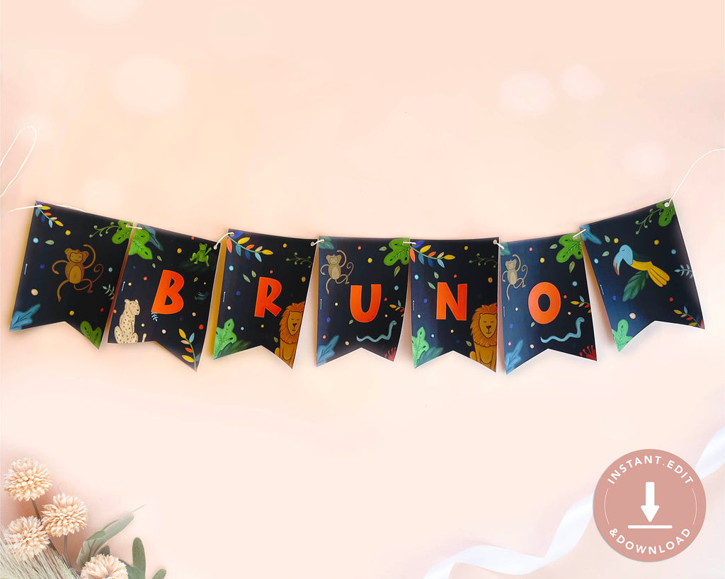 Tropical Forest - Banner Garland Self Editing Template