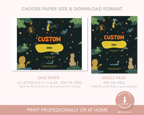 Tropical Forest - Custom Sign Invite Self Editing Template