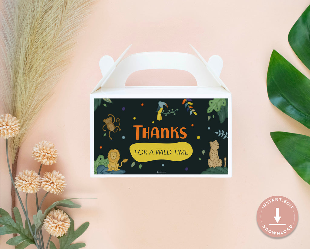 Tropical Forest - Gable Box Label Self Editing Template