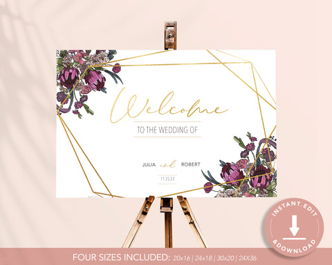 Boho Flowers - Welcome Sign Self Editing Template