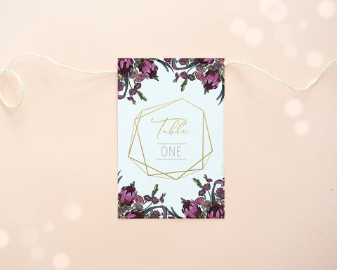 Boho Flowers - Table Number Card Self Editing Template