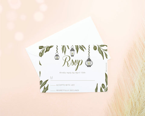 Greenery - Invite, RSVP, Details & Reception Card Self Editing Template