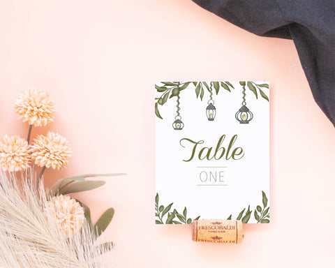 Greenery - Table Number Card Self Editing Template