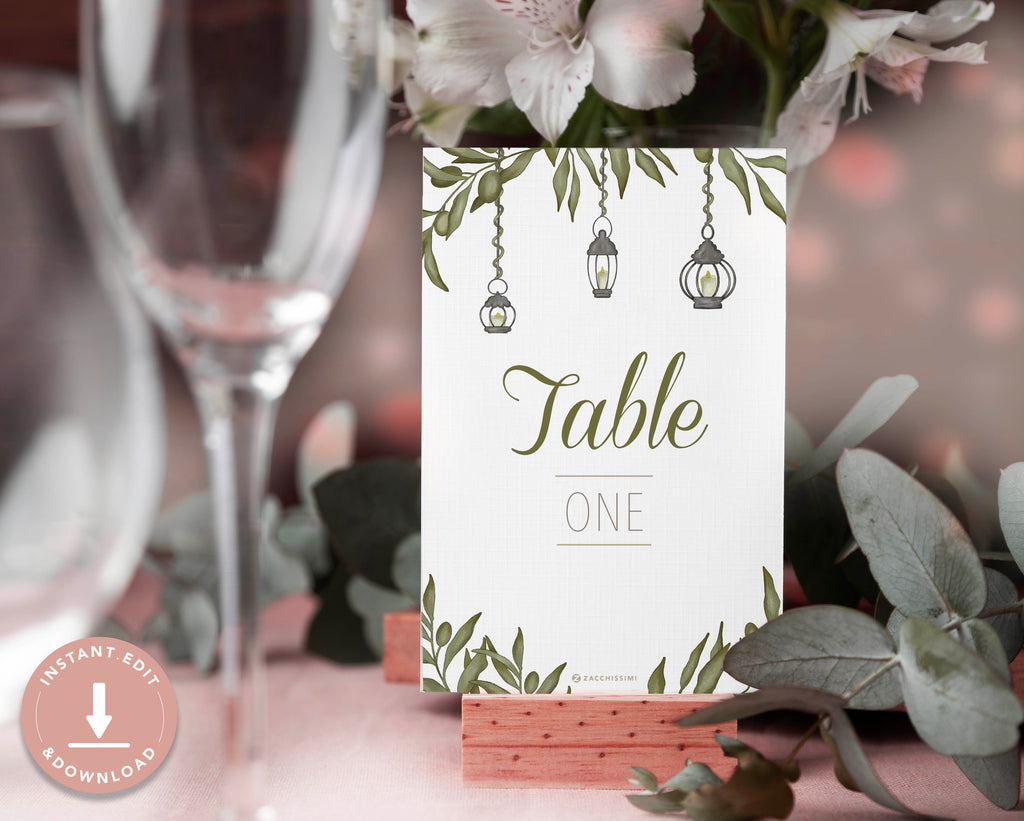 Greenery - Table Number Card Self Editing Template